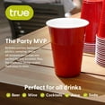 thumbnail image 6 of True Plastic Party Cups for Beers, Wines, Cocktails, 16oz Set of 100, Red, 6 of 12