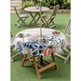 thumbnail image 3 of Outdoor Tablecloth with Umbrella Hole and Zipper, Pumpkin Coastal Round Table Cloth 60 Inch Waterproof Tablecloth, Blue Thanksgiving Starfish Shell Fall Picnic Table Cover for Patio Camping, 3 of 7