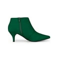 thumbnail image 3 of BLISSFUL STEP Women's Ankle Boots Solid Color Pointed Toe Kitten Heel Emerald Green 9, 3 of 7