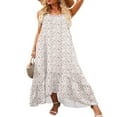 thumbnail image 4 of CNKOO Robe Maxi à Fleurs à Col en V pour Femmes, Boho Imprimée, à Bretelles Spaghetti, Ethnique, de Plage, Longue, Noire, TG, 4 of 6