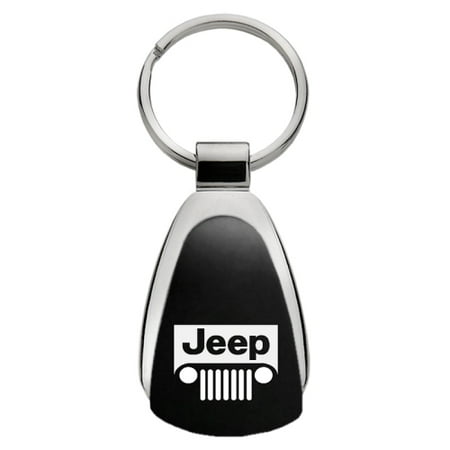 Logo Teardrop Keychain - Jeep Grille Logo Keychain Key Ring –Chrome w/ Black Teardrop Key Chain KCK.JEEG