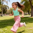 thumbnail image 4 of Lopecy-Sta Casual Pants for Children 12 Months-12 Years Wide Leg Cropped Pants Casual Loose Plaid Cropped Pants Elastic Waist Palazzo Pants with Pockets, 4 of 7