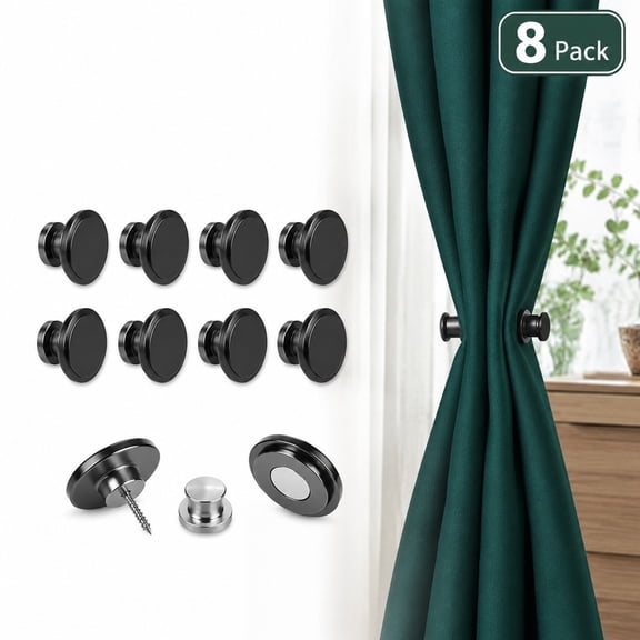 8 Pack Magnetic Curtain Clips No-Drill Strong Magnet Tiebacks Blackout Curtains