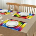 thumbnail image 3 of Colorful Rainbow Checkered Pattern Summer Placemats Table Placemats Set Of 4-Linen Kitchen Washable Placemats Table Mats 11.8"x17.7" Non-Slip Heat Resistant, 3 of 6