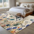 thumbnail image 4 of 5'x7' Area Rugs, Blue Teal Spring Floral Indoor Outdoor Area Rug for Living Room Bedroom, Watercolor Botanical Summer Flowers Washable Bathroom Rugs Kitchen Floor Carpet Mats Home Decor Aesthetic, 4 of 8