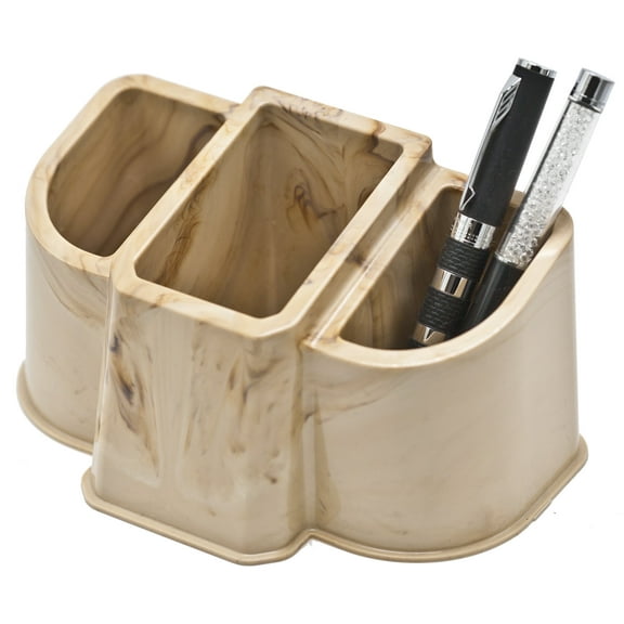 Enjoy Organizer 3 Compartment Plastic Pencil Marker Holder, Brown, 1 Count, 1 Pack Made In USA