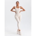 thumbnail image 5 of Women's Seamless Ribbed Jumpsuit - Yoga One Piece Bodycon Romper with Square Neck and Leggings, 5 of 9