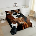 thumbnail image 4 of Erosebridal Kawaii Highland Bull Comforter Sets Twin Size, Brown Cow Print Cowhide Comforters & Duvets, Farmhouse Animal Room Decor Super Cozy 2pcs, 4 of 8