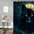 thumbnail image 3 of RKSupls Waterproof Shower Curtain, Majestic Black Wolf Glowing Eyes Full Moon Polyester Shower Curtain with Hooks for Chic Elegant Home Bathtub Bathroom Decor Washable Curtains, 3 of 6