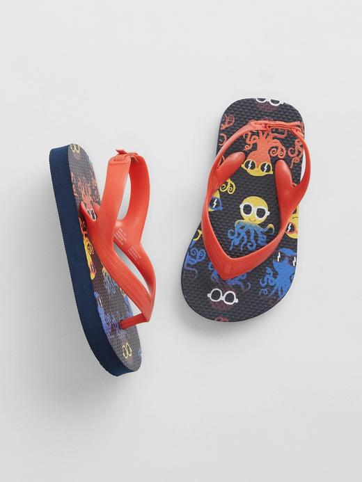 BabyGap Toddler Print Flip Flops Sandals Orange- Unisex Size 9/10