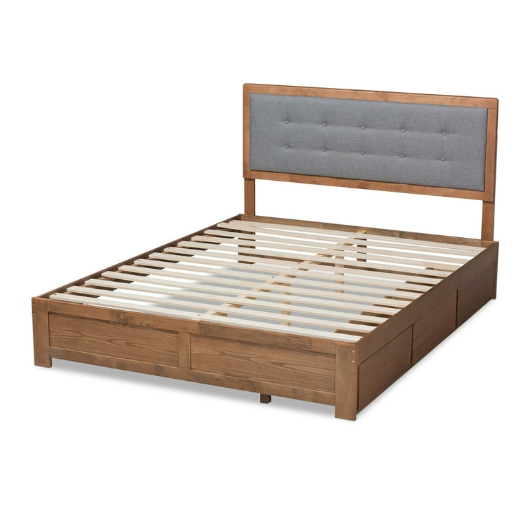 Baxton Studio Lene Modern and Contemporary Transitional Dark Grey Fabric Upholstered and Ash Walnut Brown Finished Wood King Size 3-Drawer Platform Storage Bed Baxton Studio Lene Modern and Contemporary Transitional Dark Grey Fabric Upholstered and Ash Walnut Brown Finished Wood King Size 3-Drawer Platform Storage Bed