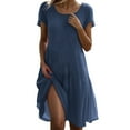 thumbnail image 2 of DailyTrove Women's V-Neck Asymmetrical Hem Maxi Dress - Polyester Casual Daily & Party Wear, Versatile for Styling for women, 2 of 6