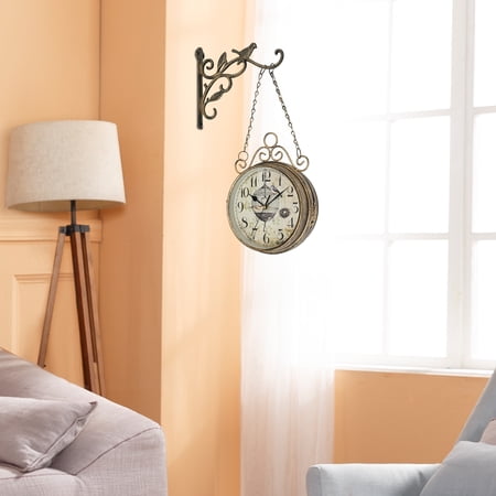 HOHOBLA Double-Sided Vintage Wall Clock for Home & Commercial Spaces