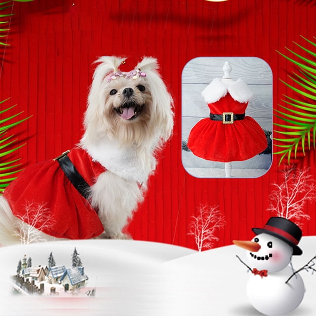 Vestido de NaviDad para Perros de Papá Noel, Ropa de Invierno Elástica y Transpirable Respetuosa con la Piel para Perros Pequeños y Gatos