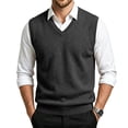 thumbnail image 2 of Dwellite Sweater Vest for Men Casual Sleeveless Knit Pullover V Neck Solid Knit Business Office Fall Winter Sweaters Dark Gray S, 2 of 8