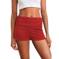 thumbnail image 6 of LMLYSoH Women Mini Shorts Solid Color Ruched Low Rise Tight Shorts Casual Booty Shorts Summer Streetwear, 6 of 9