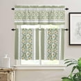 thumbnail image 2 of Sage Green Daisy Kitchen Curtains, Farmhouse Floral Green Striped 3-Piece Kitchen Curtain Valance and Tiers Set 24 Inch Length, Rod Pocket Half Window Curtains for Cafe Living Room Bathroom, 2 of 6