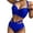 Blue, variant on Swimsuits For Women Two-Piece Bikini Set Hawaiian Halter Neck Cami Bra And High Waist Hollow Out Bottoms Bathing Sets Beachwear Under $10