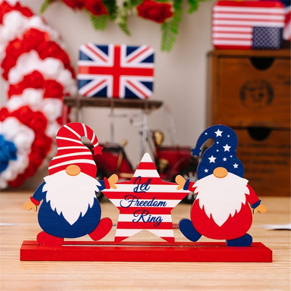 Fmbmuo Independence Day Wooden Decoration Set Patriotic Car Dwarf Letter Craft for DIY Desktop Mantel Shelf Home Party Display