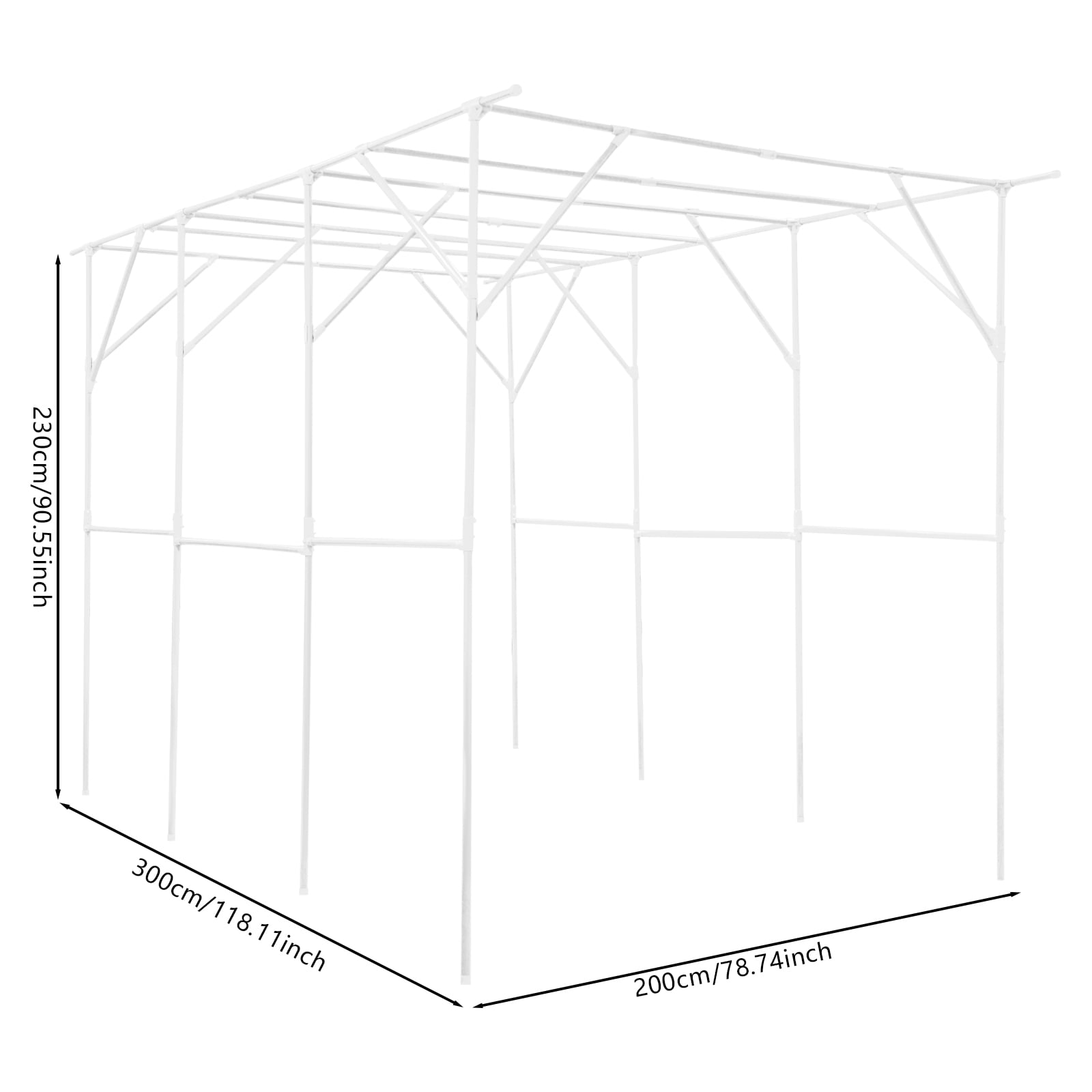 Grape Vine Trellis, Garden Trellis for Climbing Plants, Plant Support Rack Trellises 300*200*230cm White