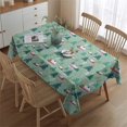 thumbnail image 2 of Light Green Christmas Village Pattern Rectangle Tablecloth 60"x84",Waterproof Polyester Rectangle Table Cloth, Wipeable Spillproof Polyester Tablecloth for Dining, Camping, Indoor and Outdoor, 2 of 5