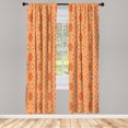 thumbnail image 2 of Ambesonne Abstract Curtains, Floral Detailed Lines Grid, Pair of 28"x84", Peach Vermilion, 2 of 3