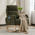 thumbnail image 2 of IVV Upholstered Teddy Fabric Rocking Chair in Dark Green, Modern Accent Rocker Chair with Side Pocket and Solid Wood Base, for Home or Office Use, 2 of 8