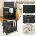 thumbnail image 5 of Costway 110L Laundry Hamper with Wheels Clothes Basket Lid & Handle & 2 Liner Bags Black, 5 of 10