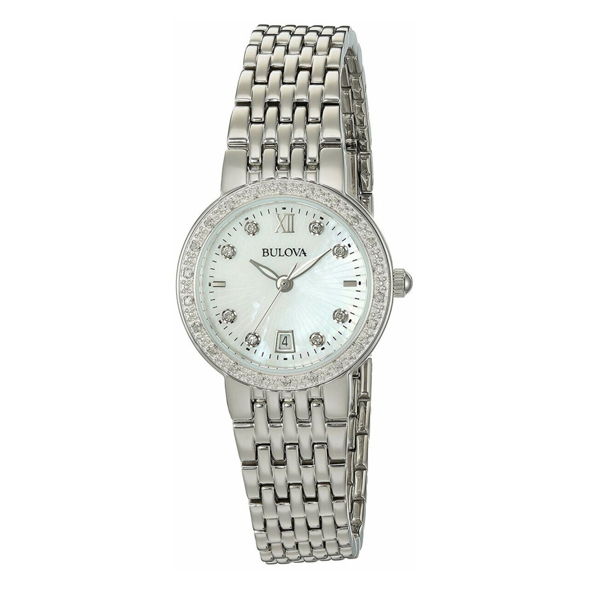 Bulova 96R203 Classic Stainless Steel Mother of Pearl Dial Diamond ...