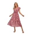 thumbnail image 6 of Bohemian Floral Printed Long Dress Women Casual Loose V-neck Dress Female Elegant Beach Dress, 6 of 9