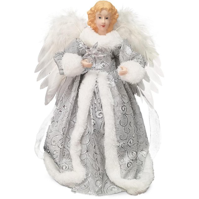 Ángel de Navidad con luces y cable extendido, bonito adorno para la punta del árbol con luces LED, un