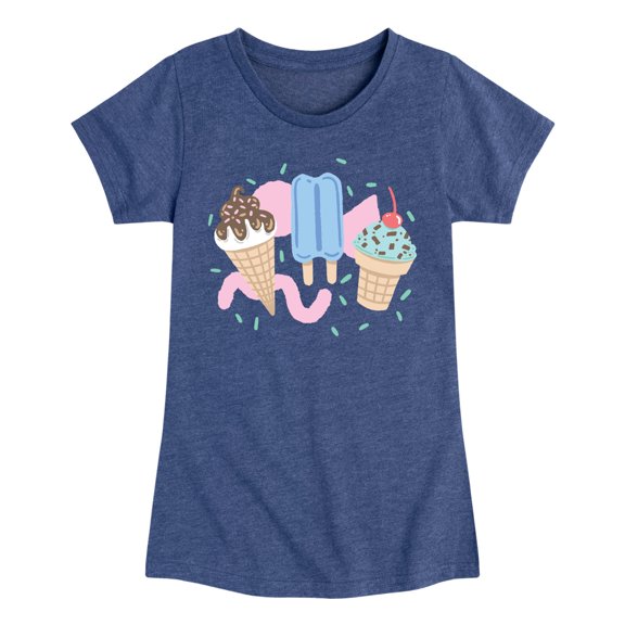 Instant Message - Ice Creams - Youth Girls Fitted Short Sleeve T-Shirt