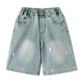 thumbnail image 5 of ZHANGDER Kids Denim Shorts Cute Trendy Fashion High Waist Straight Leg Clothes Jorts Drawstring Shorty Shorts for Teen Girls, Blue 4-5 Years, 5 of 5
