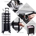 thumbnail image 3 of 4 in 1 Rolling Makeup Train Case Large Cosmetic Beauty Storage Trolley Luggage with Key Wheels Salon Barber Case, Black, 3 of 7