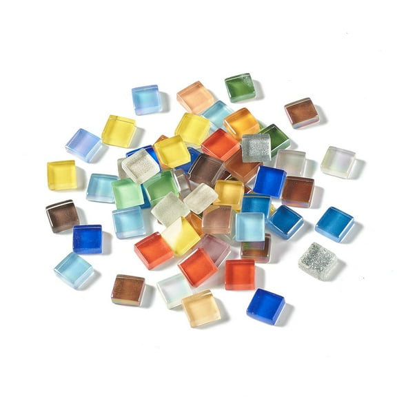 1000g Mosaic Tiles Glass Cabochons for Home Decoration or DIY Crafts Square Mixed Color 10x10x4mm about 1000pcs/1000g