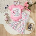 thumbnail image 2 of Coming Home Outfit Girl Girls Short Sleeve Rabbit Romper Bodysuit Heart Prints Pants Outfits Kids Clothes Girls Pink 0 Months-3 Months, 2 of 6