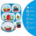 thumbnail image 4 of Bentology 5 Pc Mealtime Set for Kids & Toddlers, Train Theme-Includes Divided Plate, Bowl, Fork & Spoon - Dishwasher Safe, Durable, BPA Free-Cute Compartment Dish to Put Food in 4 Sections for Easy, 4 of 5
