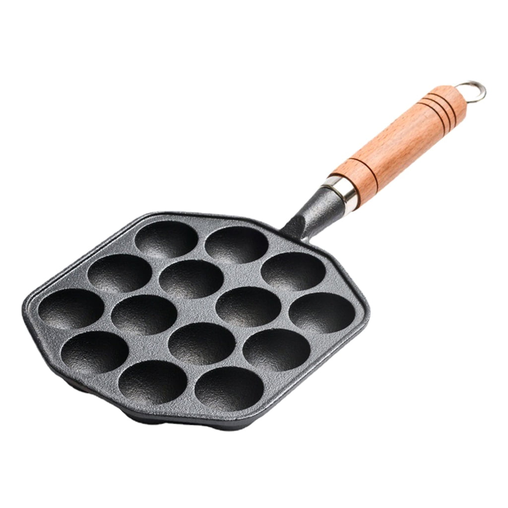 GENEMA Takoyaki Pan Cast Iron Takoyaki Maker Skillet Japanese Octopus Meat Ball Mold
