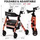 thumbnail image 4 of Andador plegable BlessReach con asiento para personas mayores, capacidad de 203 kg, ruedas de 20 cm, asiento grande de 45 cm, altura ajustable en 6 posiciones, andador de aluminio resistente (rojo), 4 of 5