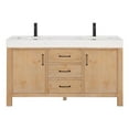 thumbnail image 2 of Leon 60" Double Vanity in Fir Wood Brown with Composite top in Lightning White, 2 of 16