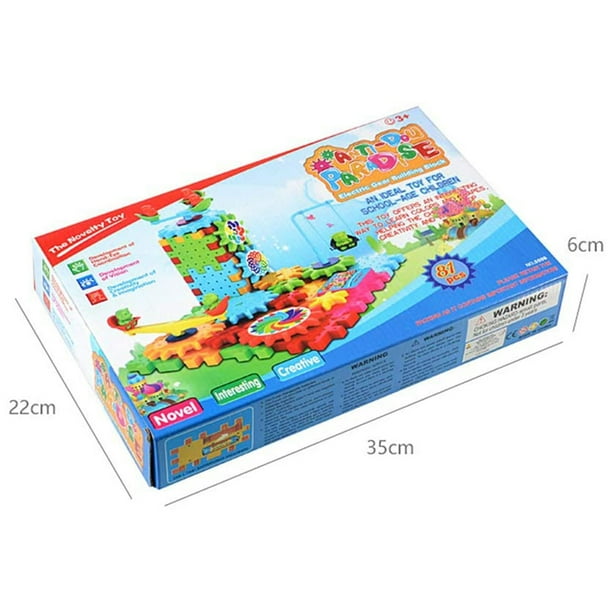 Juego de bloques de construcción de engranajes DIY para niños, 81 piezas, bloques de aprendizaje, engranajes giratorios motorizados, juguete de construcción, regalo DIY