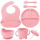 thumbnail image 1 of Babero de silicona para madres e hijos Plato de silicona para la cena Juego de ocho piezas Plato de succión para entrenamiento complementario de alimentos para bebés Juego de vajilla separada para, 1 of 5