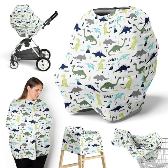 Sweet Jojo Designs Mod Dinosaur Multi Use Baby Car Seat and Nursing Cover Multicolor