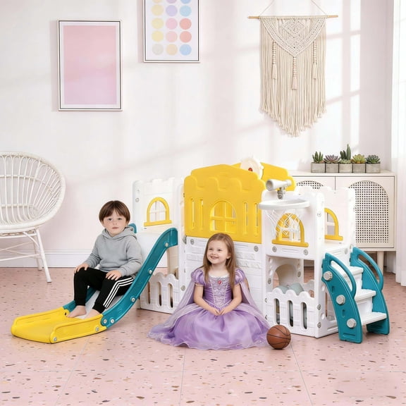 Kids Slide, Kids Slide,Toddler Slide, Green,White,Yellow Childrens Slide,Hdpe,Polypropylene Toddler Slide, Toys Kids Slides