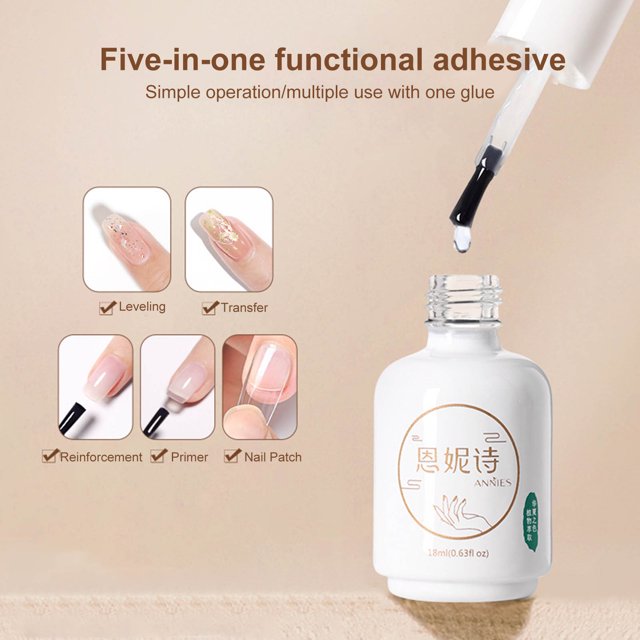 Colle de Base pour Ongles 18 ml Multifonctionnelle, Opération Simple, Résine, Fonction Couche de Base 5 en 1, Gel UV à Trempage pour Femmes