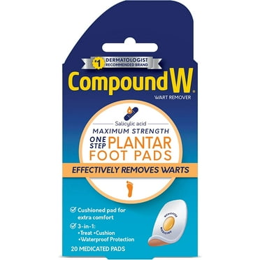 Compound W Maximum Strength One Step Plantar Wart Remover Foot Pads, 20 Count