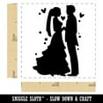 thumbnail image 2 of Bride and Groom Wedding Silhouette Self-Inking Rubber Stamp Ink Stamper - Pink Ink - Small 1 Inch, 2 of 7