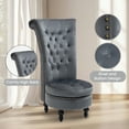 thumbnail image 5 of AVAWING High Back Retro Throne Chair, Velvet Armless Royal Chair w/ Storage, Indoor, Gray, 5 of 8