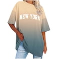 thumbnail image 2 of Fiudx Ofertas de La Semana Camiseta Informal con Estampado de Letras para Mujer, Top de Manga Corta con Cuello Redondo y Hombros Caídos, 2 of 4