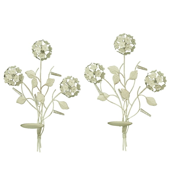 Hydrangea Wall Sconce Pair Creamy Gold 14” x 5.5” x 18.5”